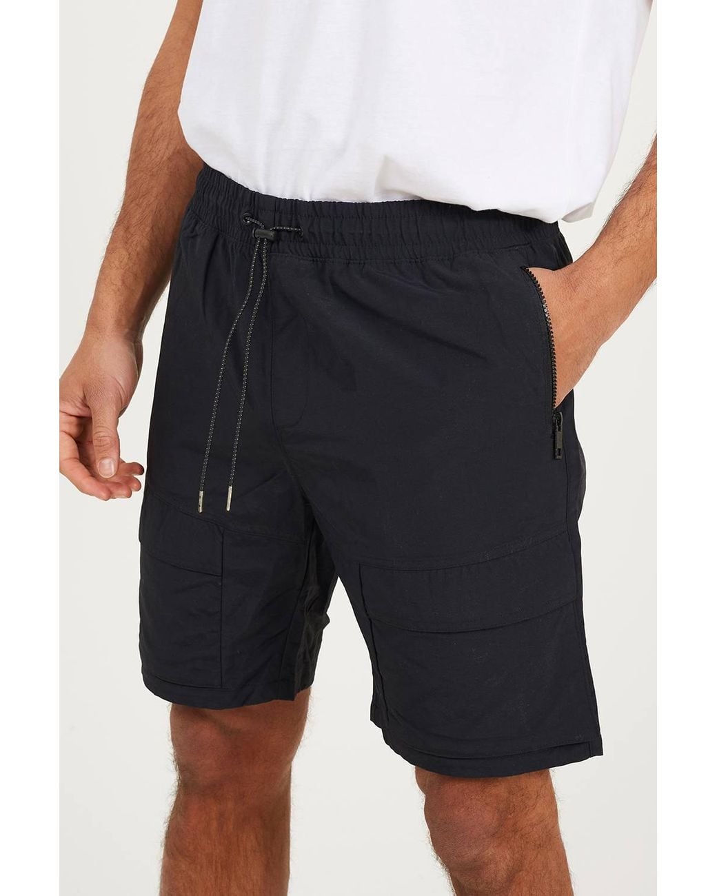 Brave Soul Blue Cotton Utility Elasticated Waist Shorts for men