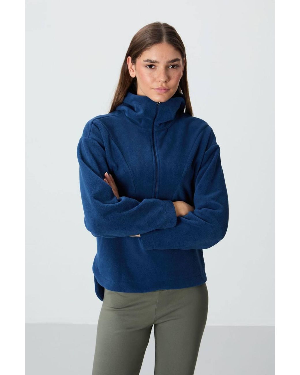 TOMMY LIFE Blue Oversized Plush Half-Zip Hooded Sweatshirt
