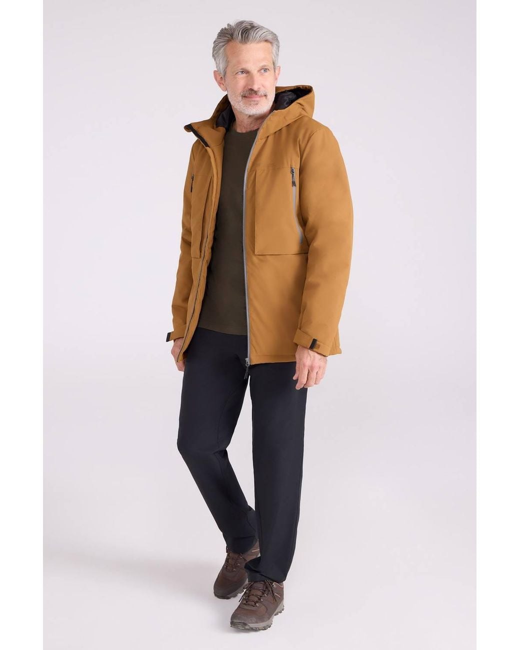 Mountain Warehouse Brown 'Langdon' Water Resistant Padded Hooded Full Zip Winter Parka Jacket for men