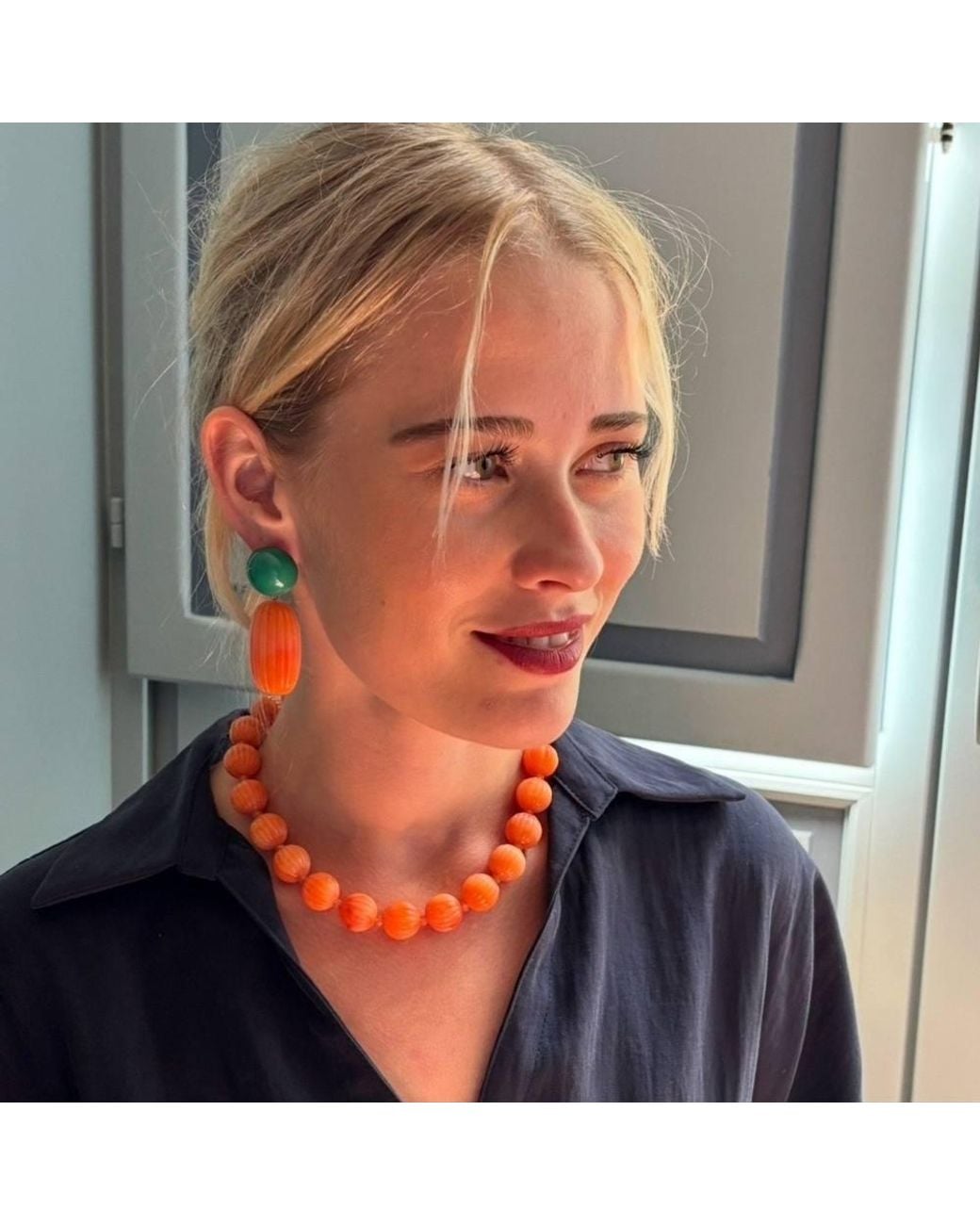 Michael Nash Jewelry Green Arabella Jade & Coral Resin Earrings