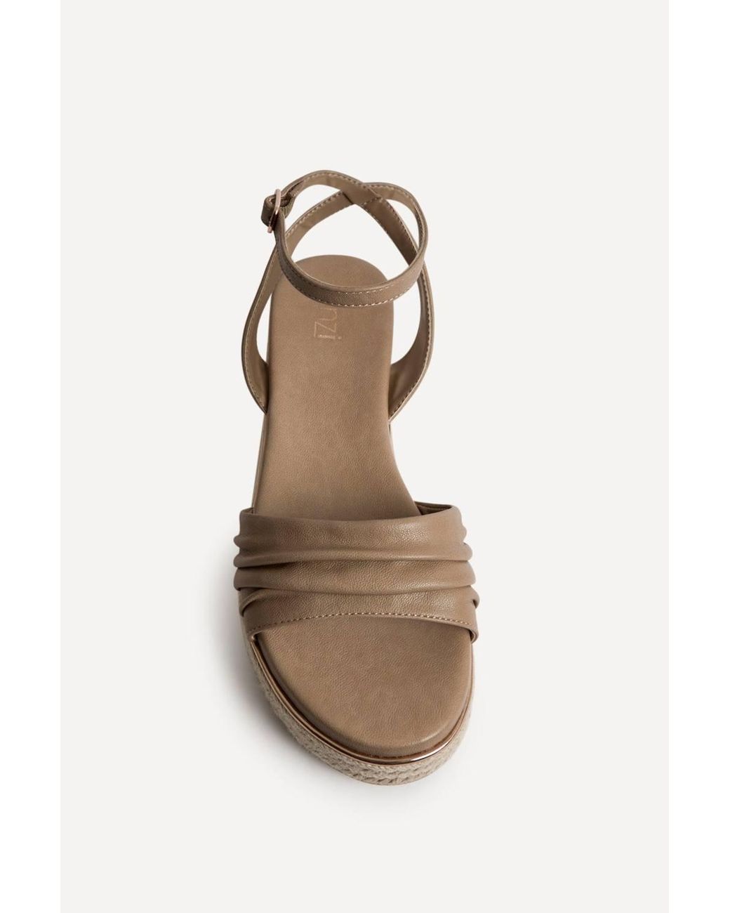 Linzi Natural Dazed Mocha Faux Leather Flatform Sandals