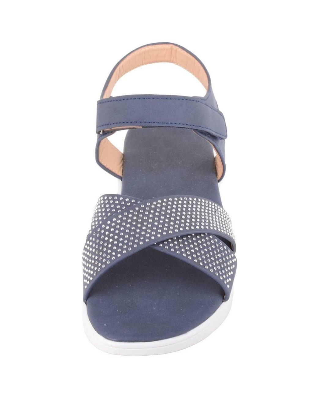 Absolute Footwear Blue Sequin Diamante Touch & Close Summer Holiday Evening Sandals