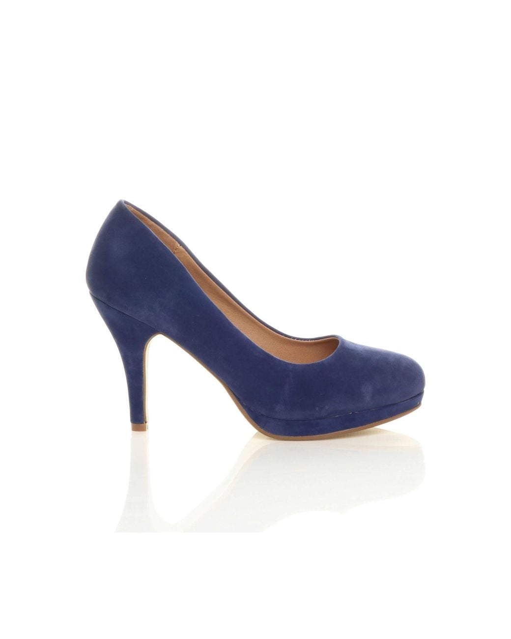 AJVANI Blue Mid High Heel Court Shoes