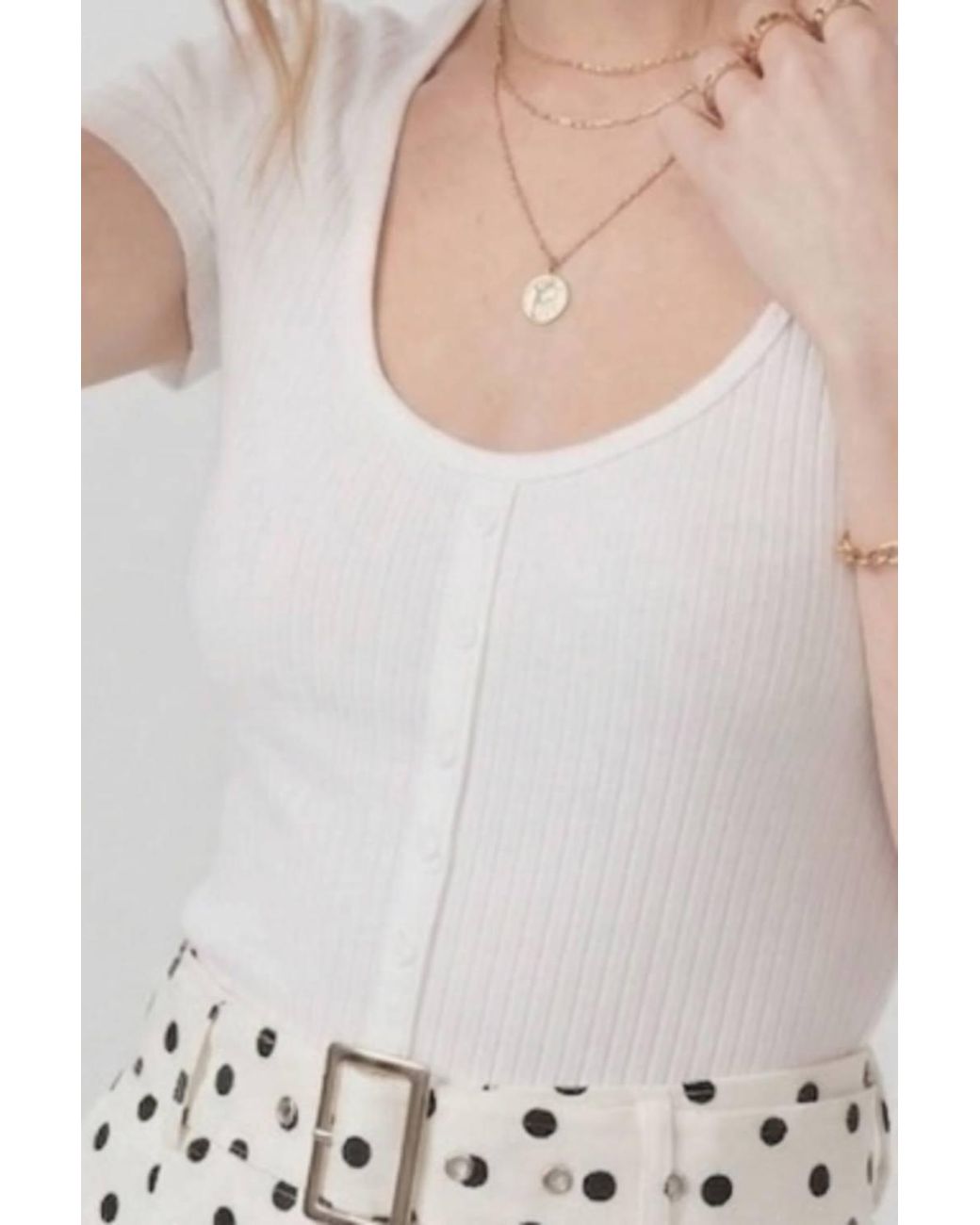 Stylewise White Polka Dot Belted Shorts