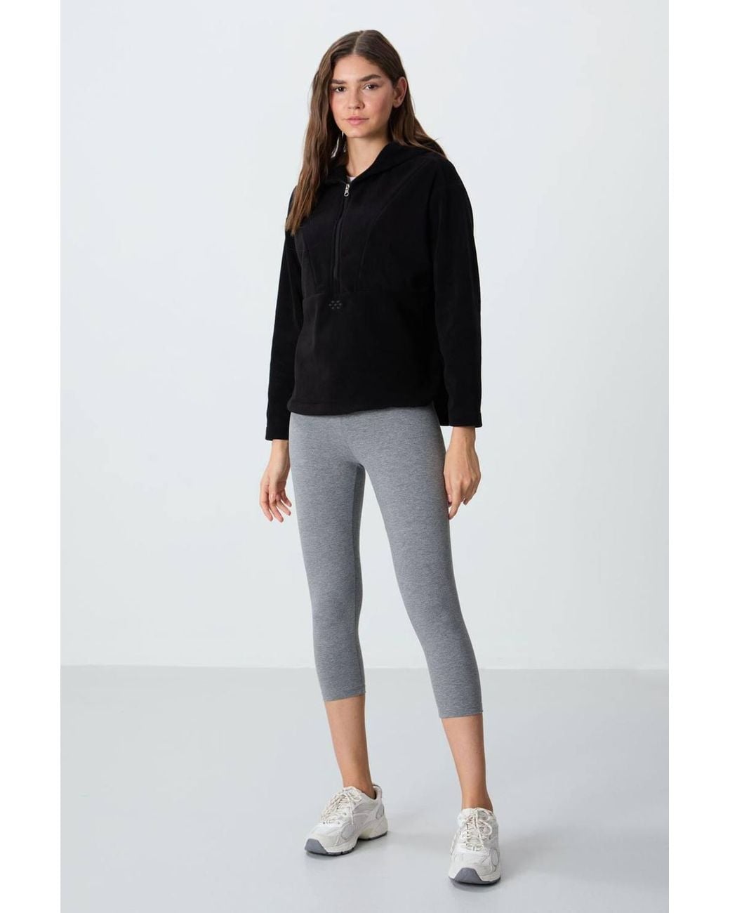 TOMMY LIFE Black Oversized Plush Half-Zip Hooded Sweatshirt