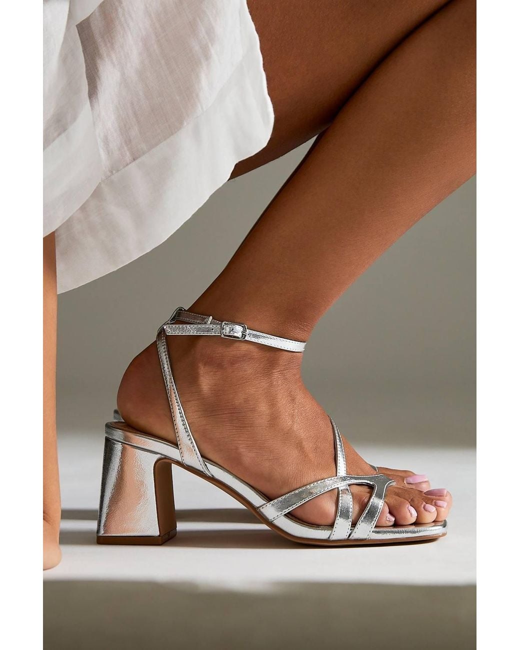 Linzi White Oslo Faux Leather Heeled Sandals