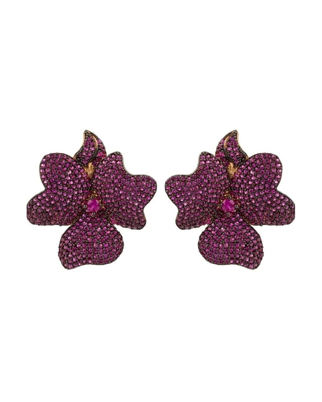 Latelita London Purple Flower Large Stud Earrings Ruby Rose