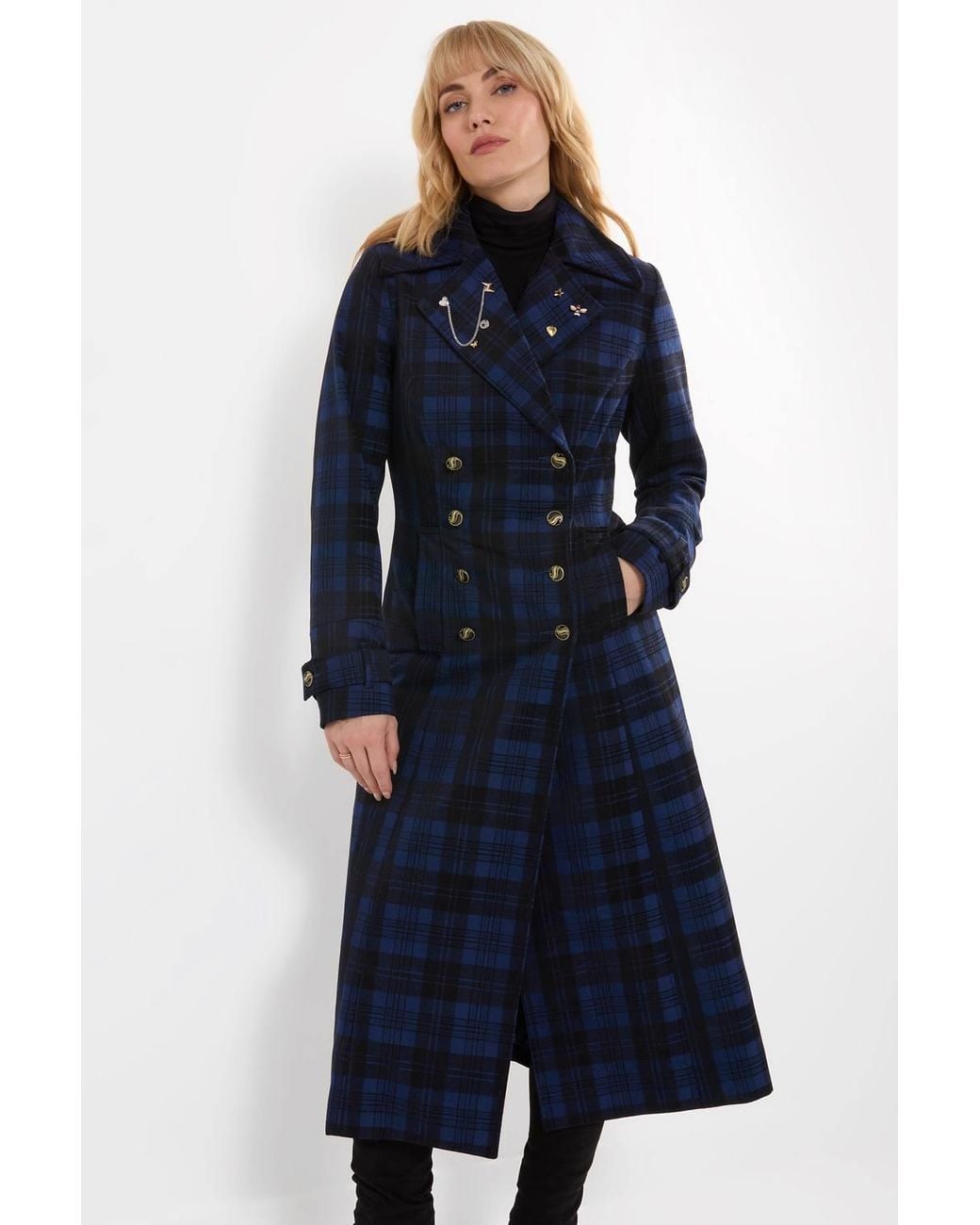 Joe Browns Blue Roxie Long Check Coat