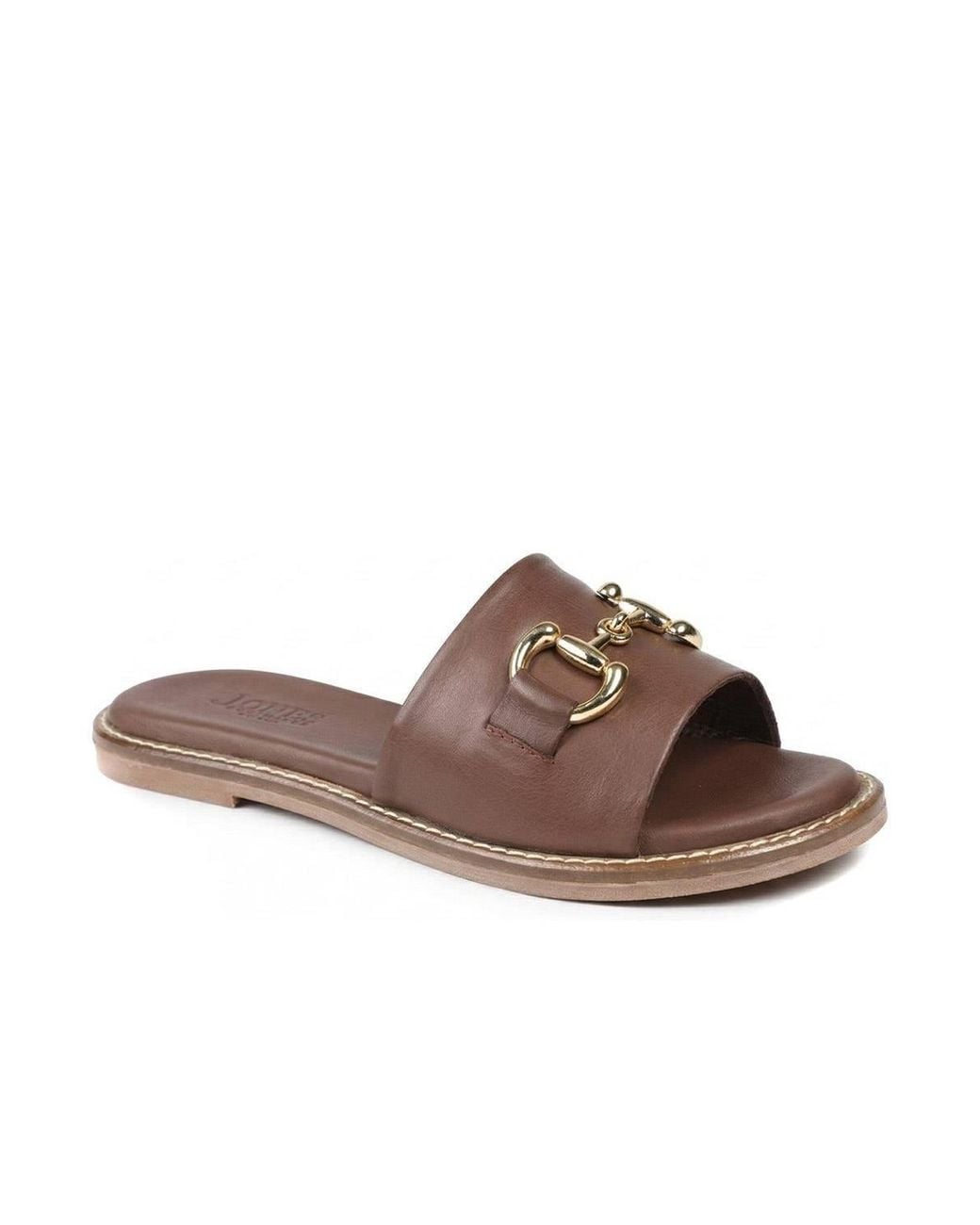 Jones Bootmaker Brown Emillina Leather Buckle Mule Sandals