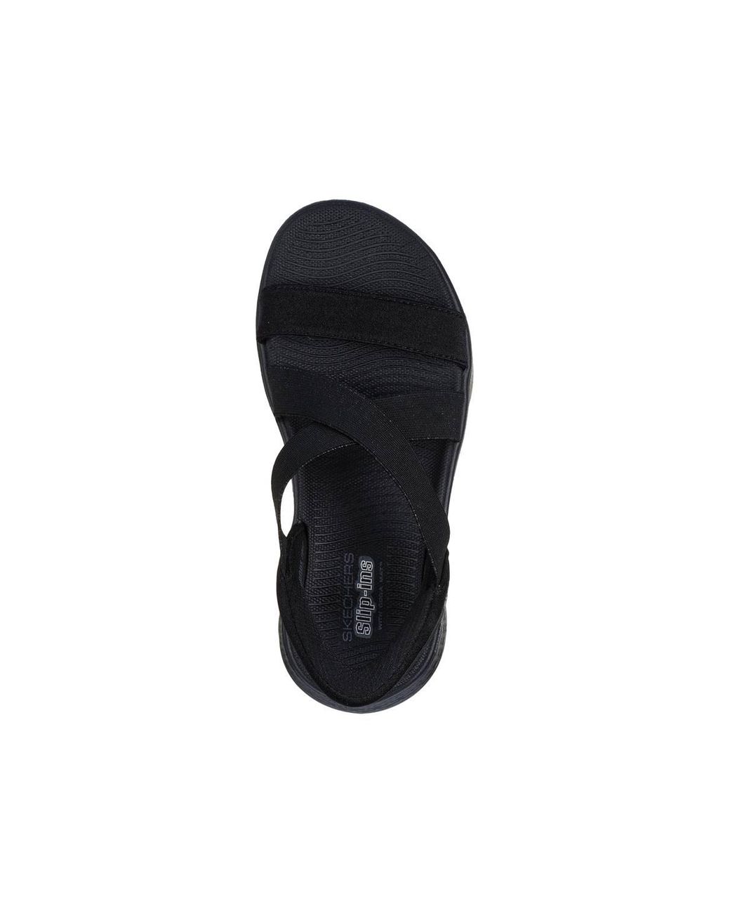 Skechers Blue Go Walk Flex Sandal Slip-Ins Sparkle Gore Cross Band Qtr Strap Sandal