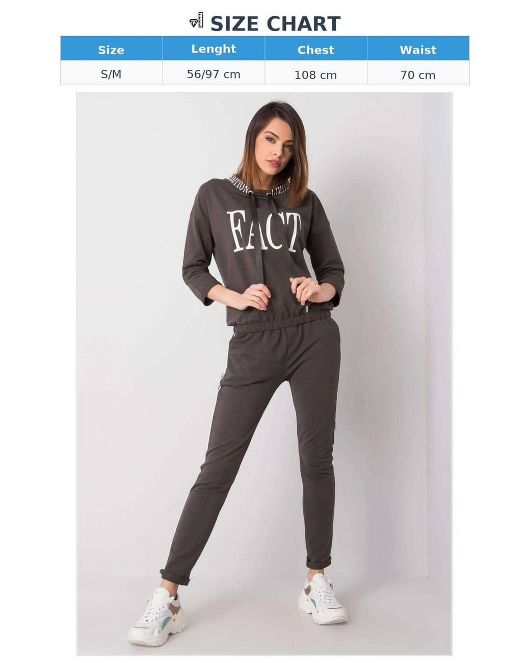 Love Lace Gray 3/4 Sleeve Sweatshirt Tracksuit Set