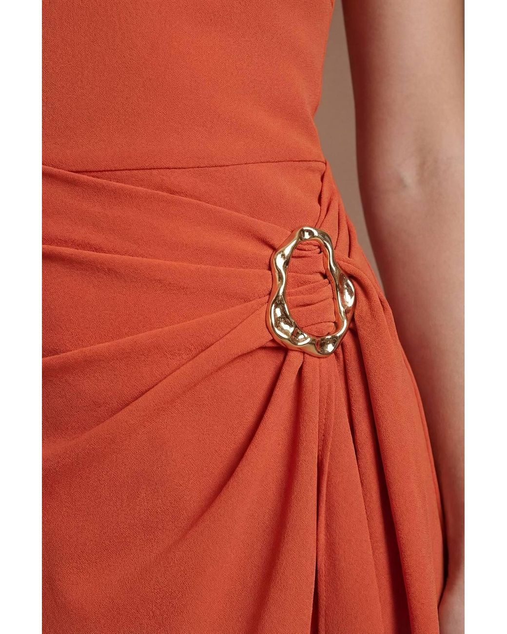 Coast Red Metal Detail One Shoulder Midi Dress