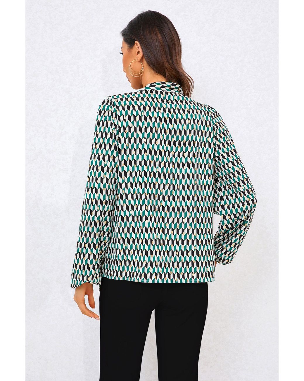 FS Collection Blue Geo Print Side Tie Blouse Top