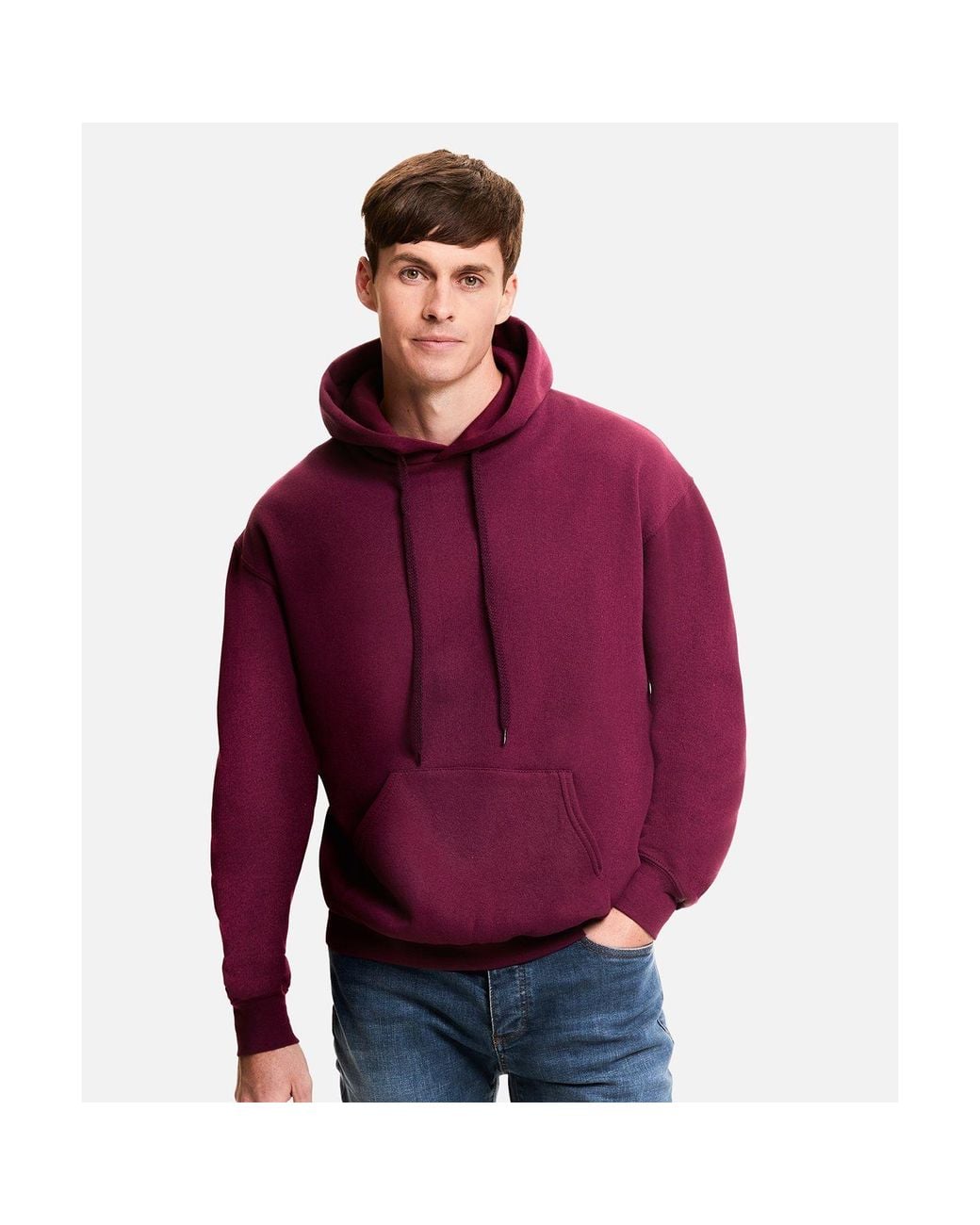 Fruit Of The Loom Purple Classic Hooded Sweatshirt for men