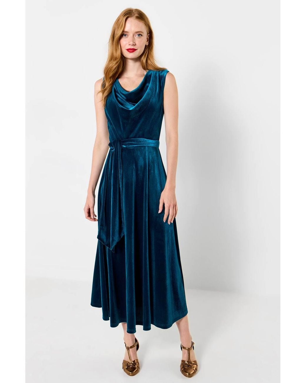 Joe Browns Blue Make A Statement Cowl Neck Velour Dress