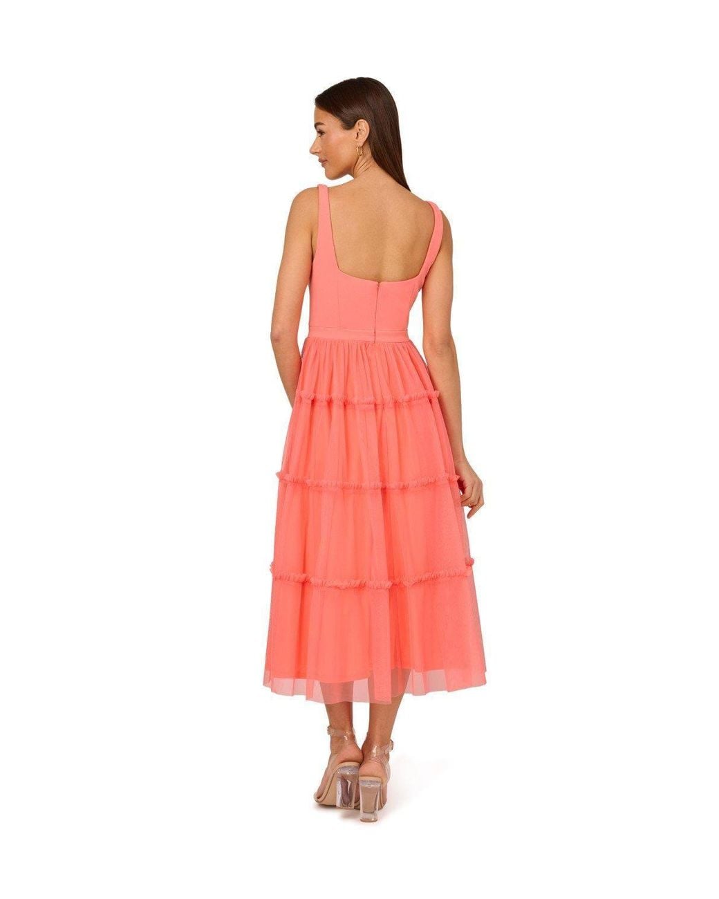 Adrianna Papell Red Knit & Mesh Midi Dress