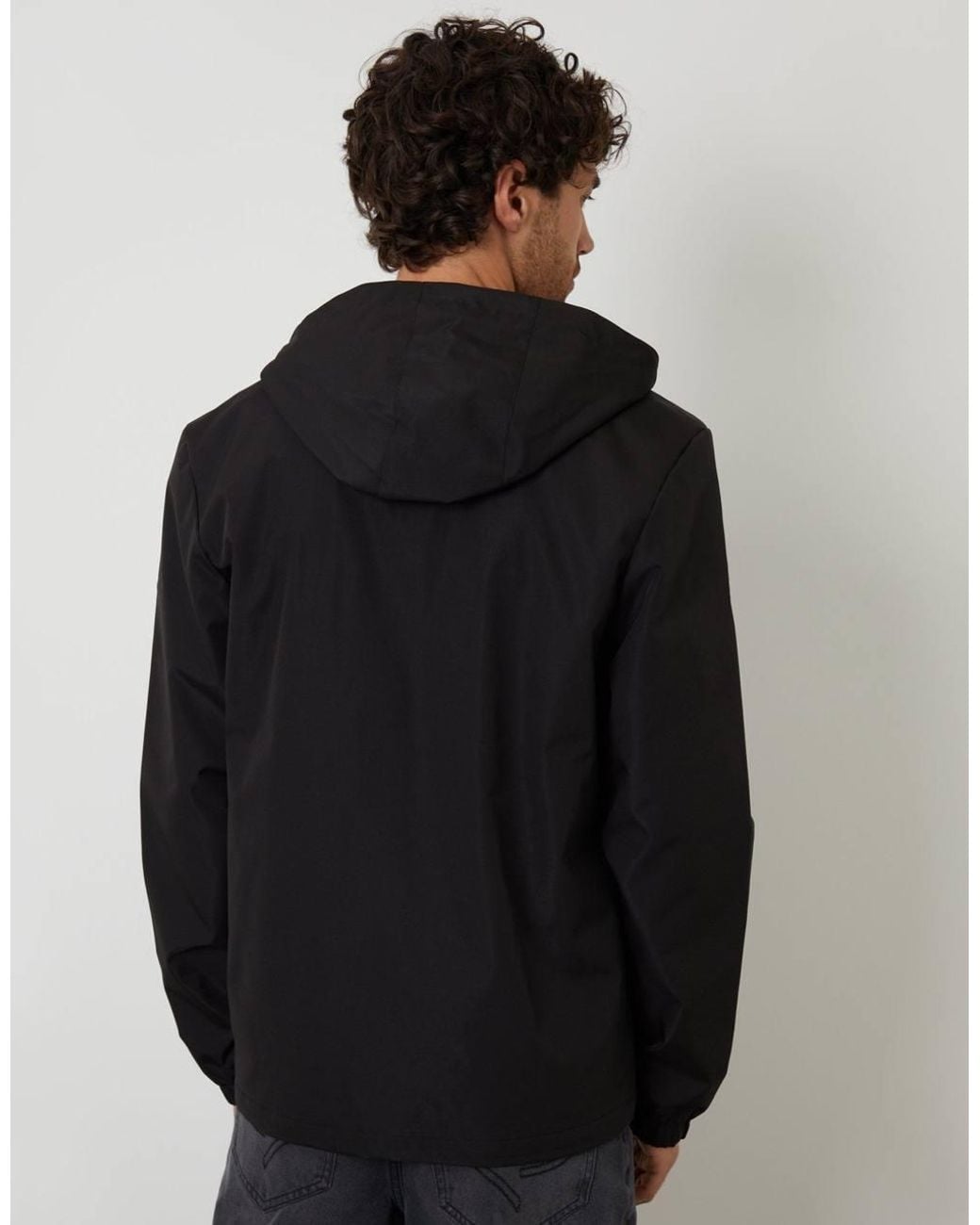 Threadbare Black Showerproof Hooded Microfleece Lined Jacket for men