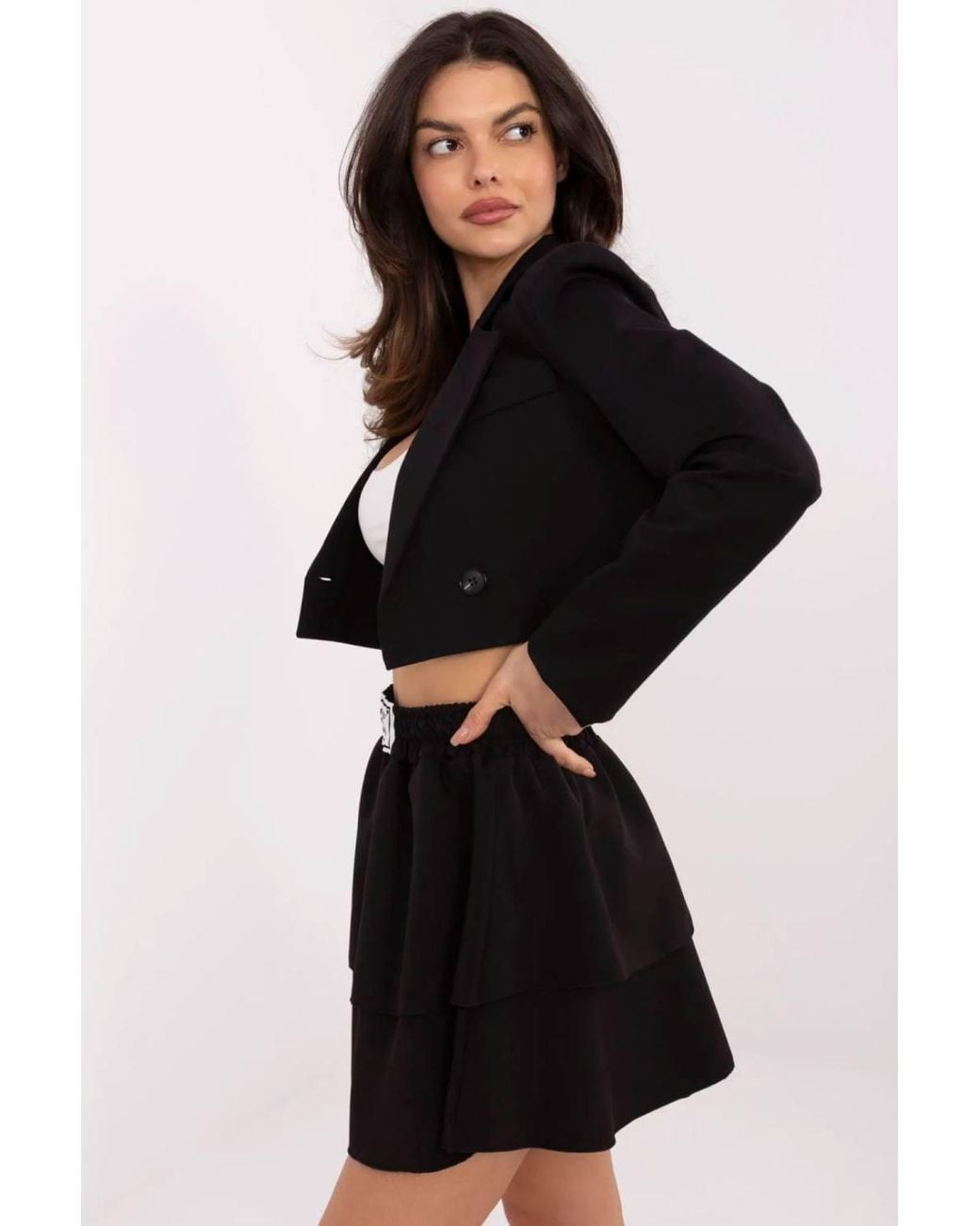 Love Lace Black Light Flared Mini Skirt With Frills & Patch
