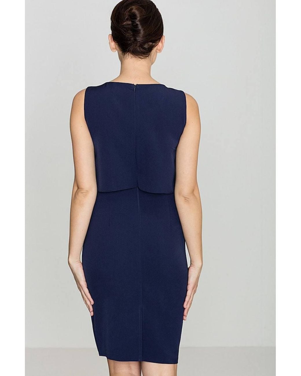 Love Lace Blue Fitted Unlined Short Tunic Dress With Back Zip