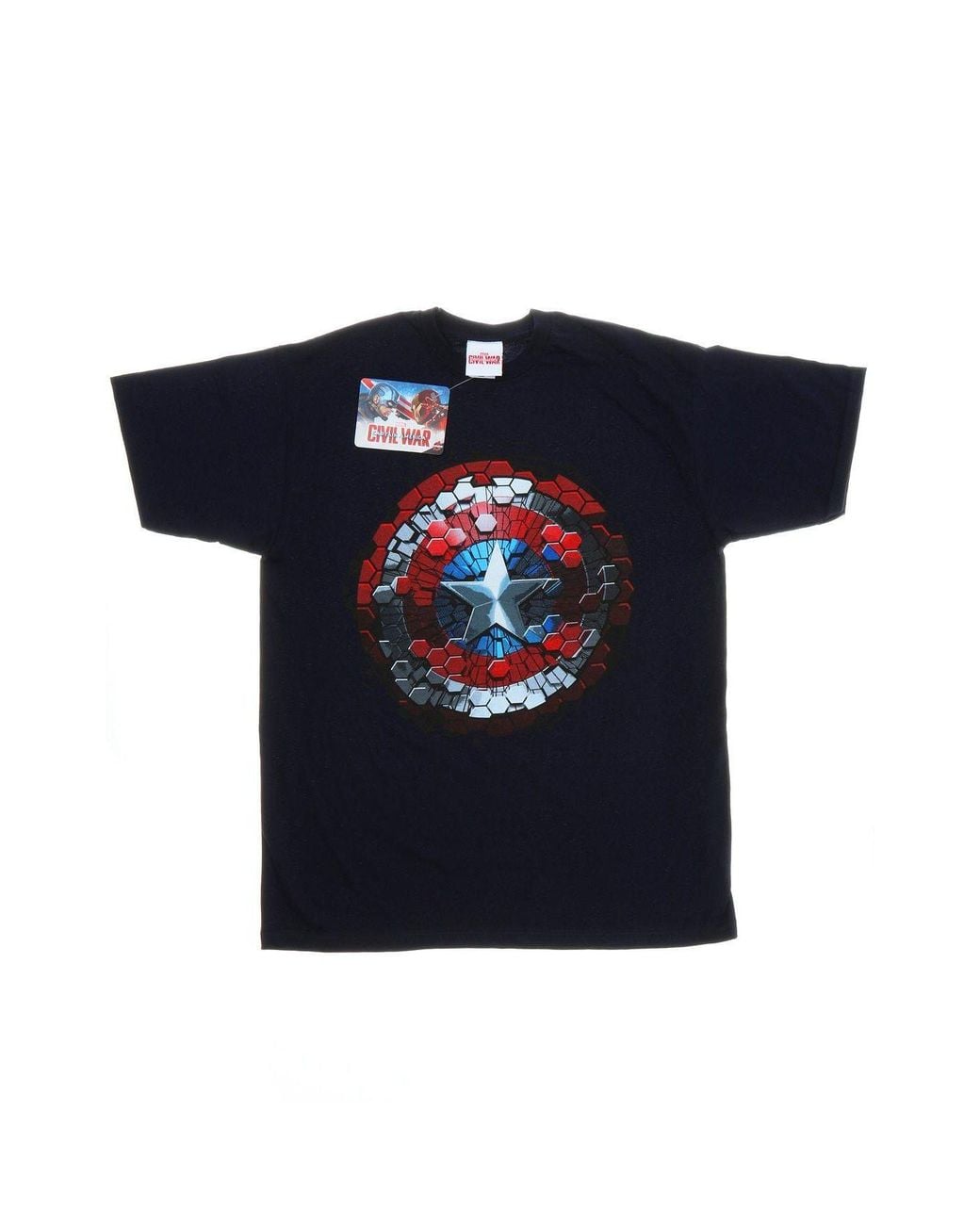 Marvel Blue Captain America Civil War Hex Shield T-Shirt for men