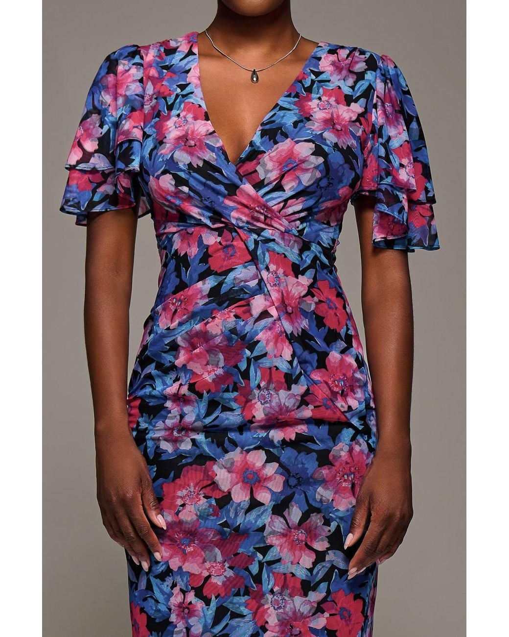 Jolie Moi Multicolor Angel Sleeve Mesh Bodycon Dress