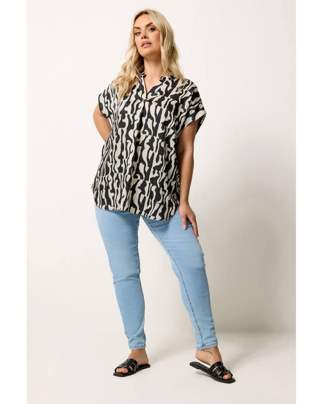 Yours Multicolor Abstract Print Pleated Blouse