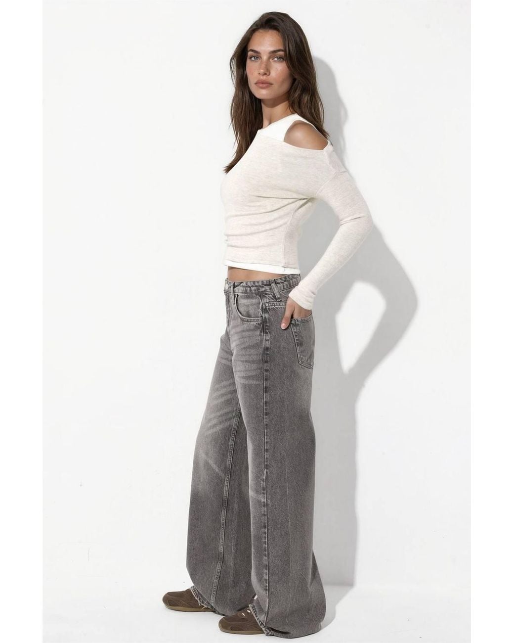 Hiccup White Textured Layered Blouse With Asymmetric Neckline