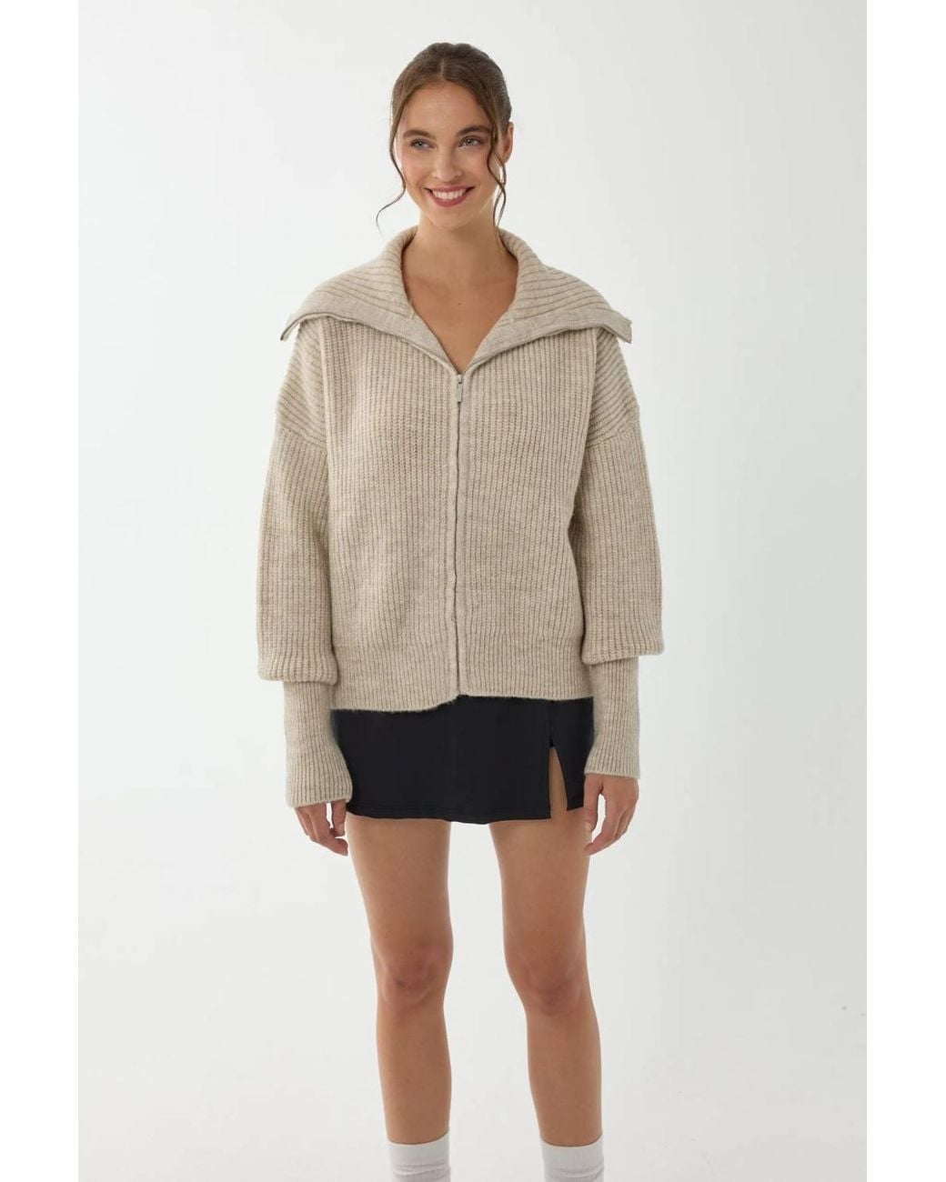 Hiccup Natural Regular Fit Zippered Cardigan
