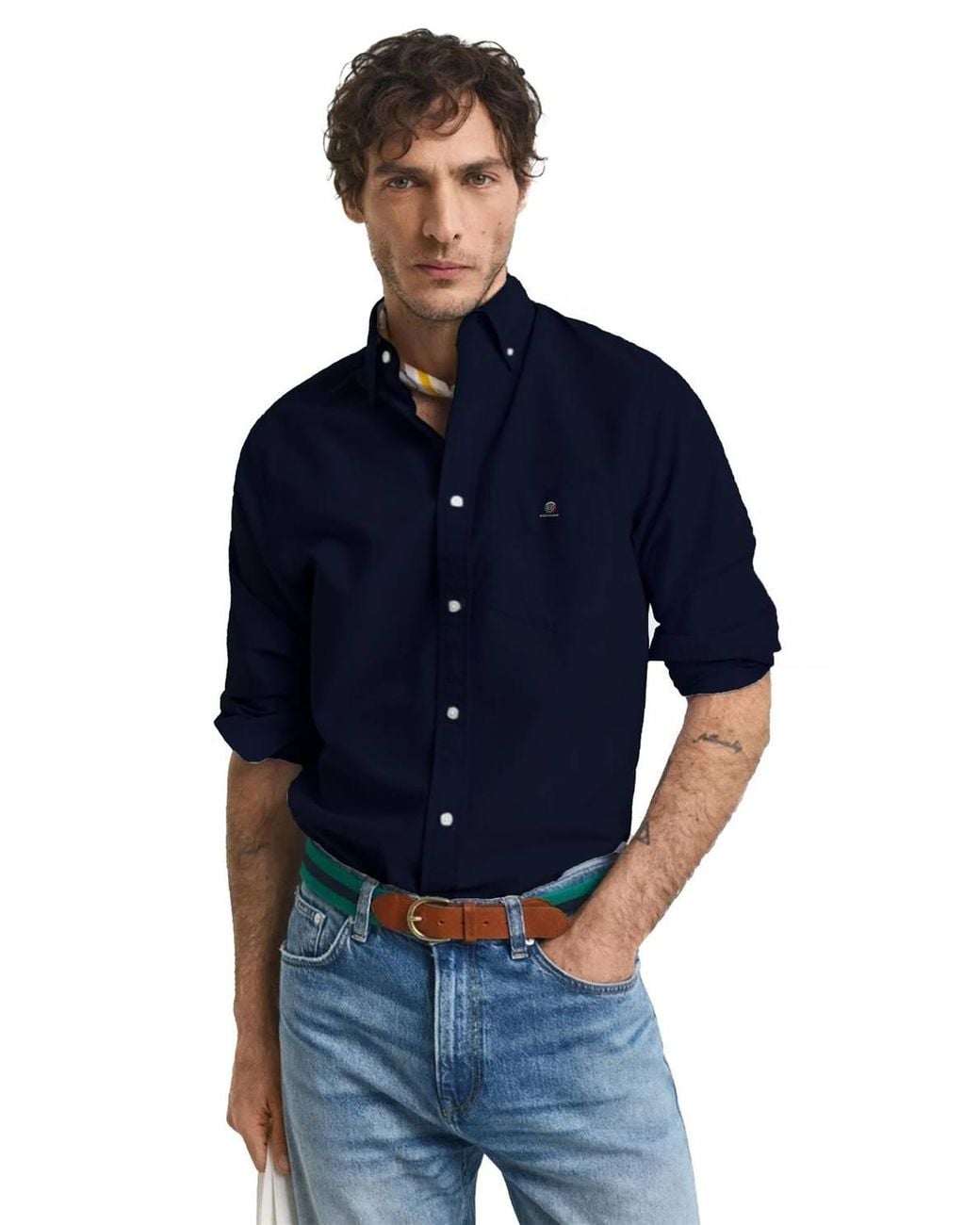 Enzo Blue Regular Fit Oxford Shirt for men