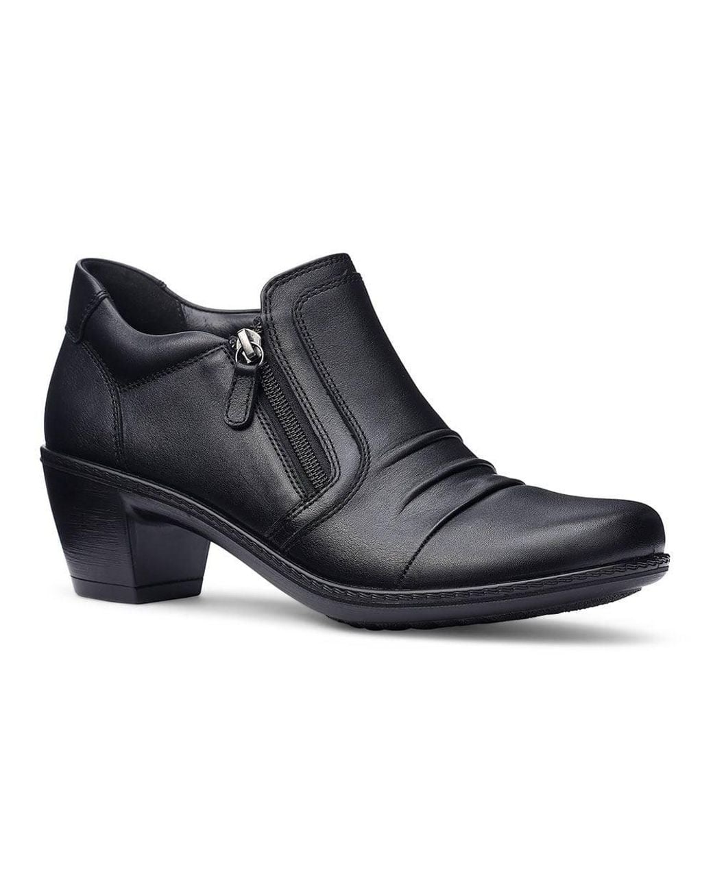 Hotter Black Wide Fit 'Hutton' Heeled Shoes