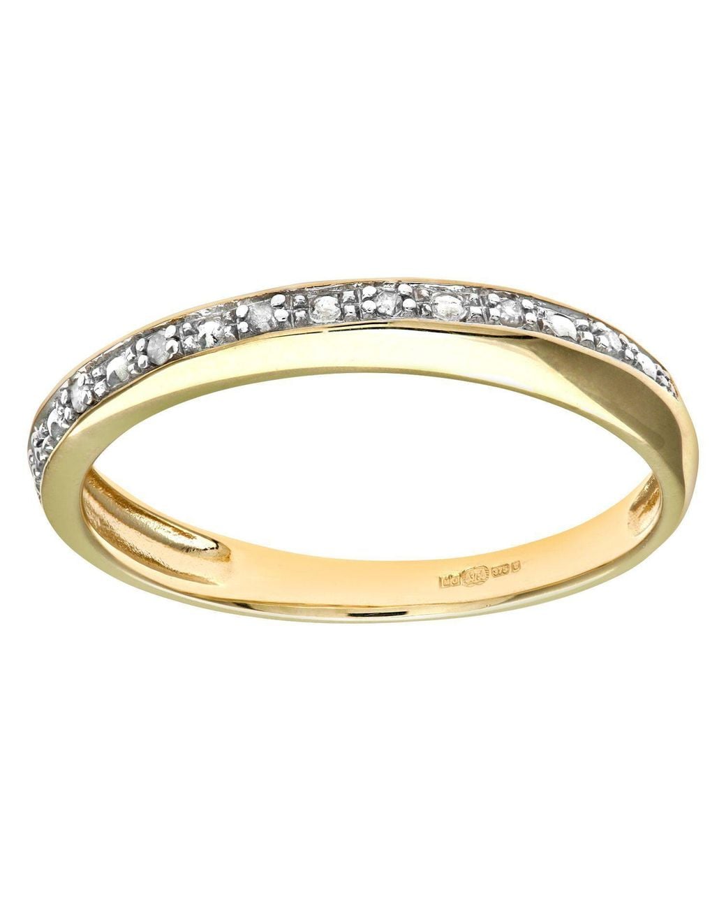 Jewelco London Metallic 9Ct Round 2Pts Diamond Pave Edge Half Eternity Ring 3Mm