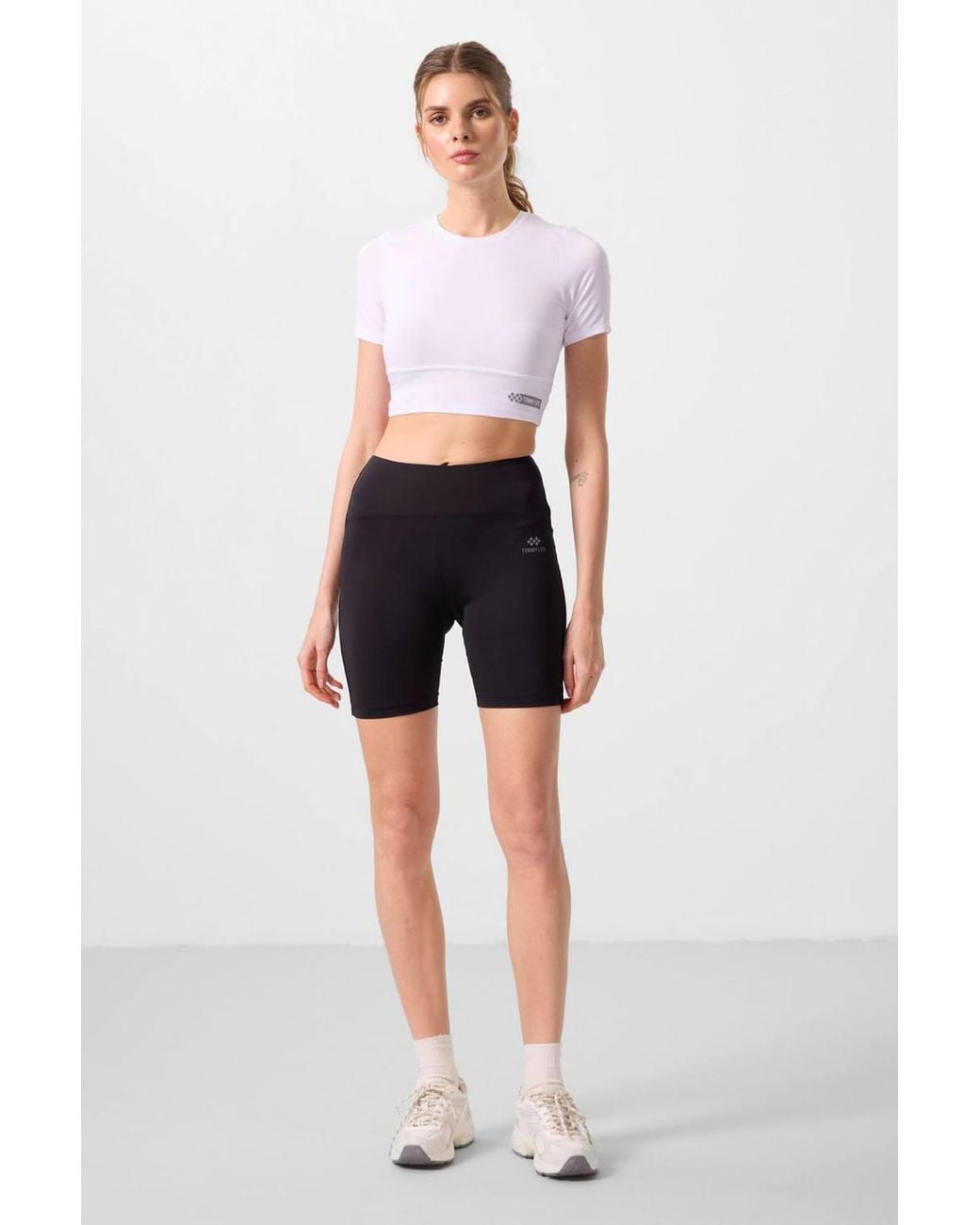 TOMMY LIFE Blue Short High-Waist Slim-Fit Sports Leggings
