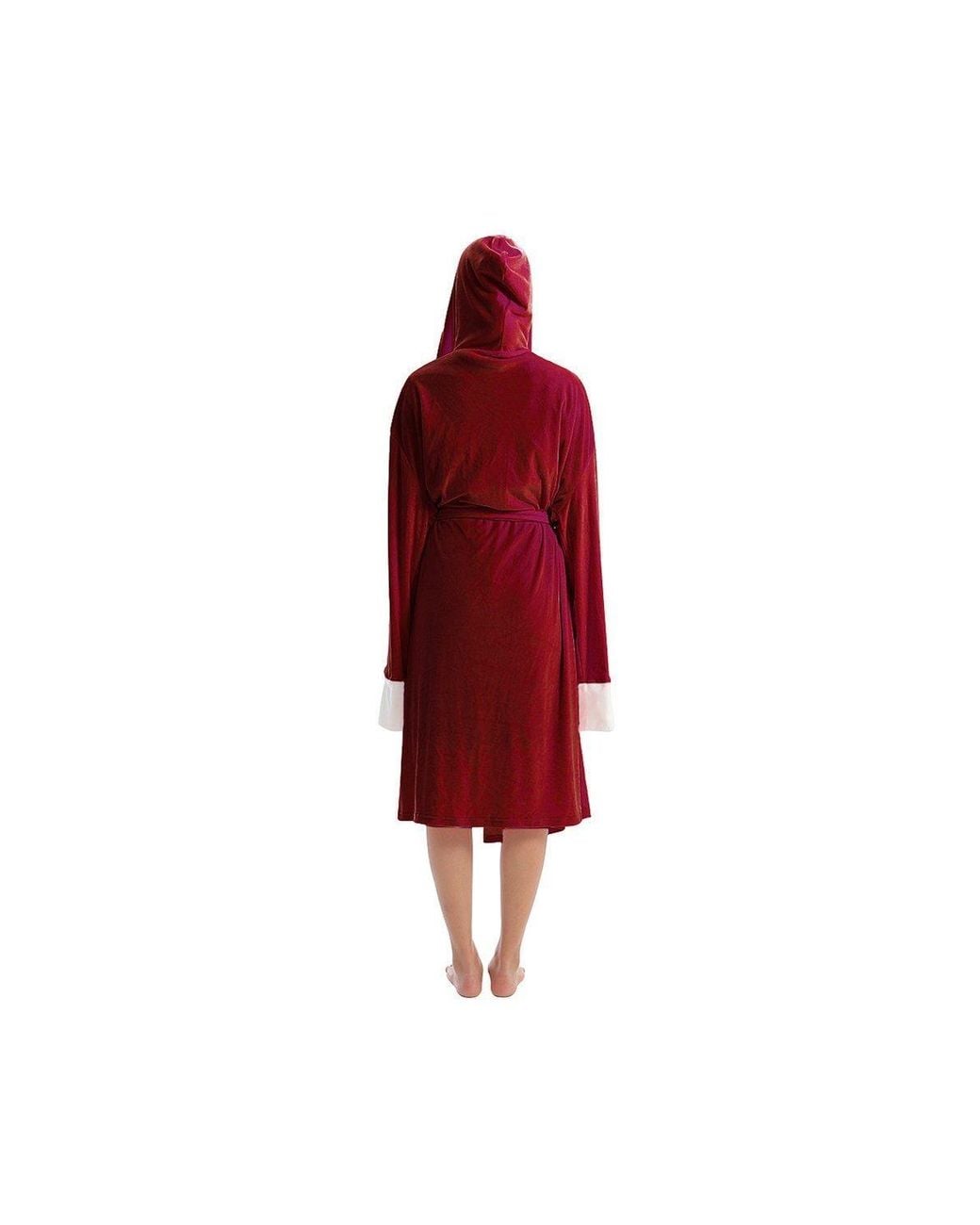 MODISHION Red Contrast Colour Flannel Hooded Dressing Gown