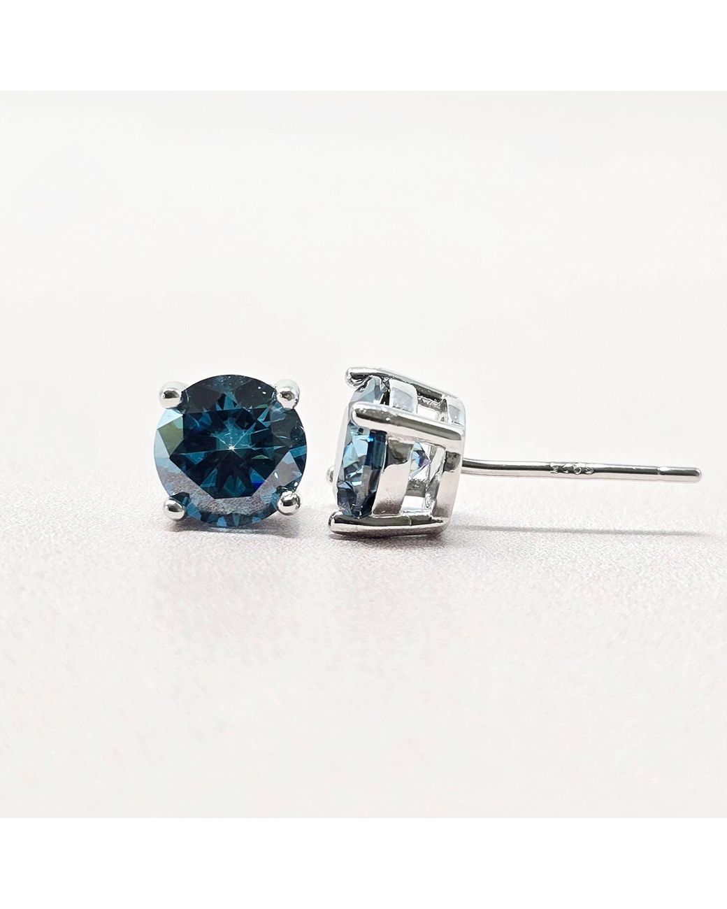 Harfi Blue Sapphire Moissanite Crystal Sterling Earrings