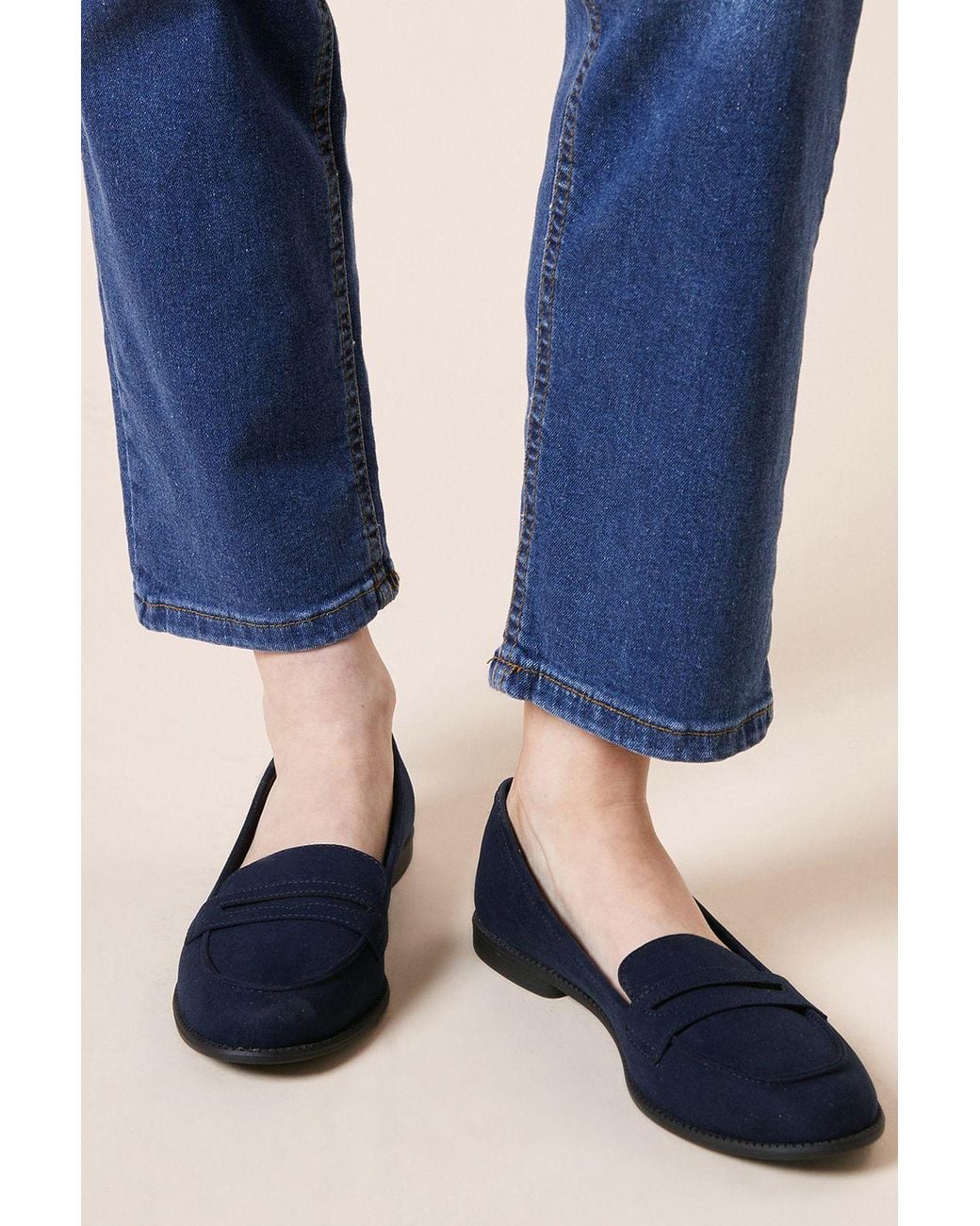 Dorothy Perkins Blue Wide Fit Lara Penny Loafers