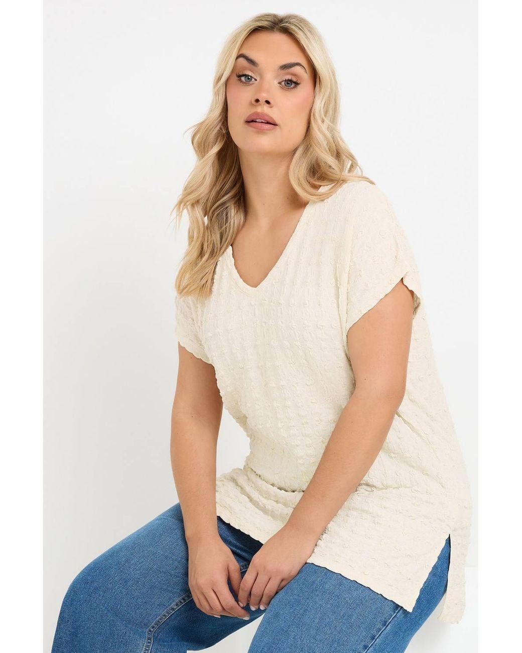 Yours White Bubble Textured T-Shirt