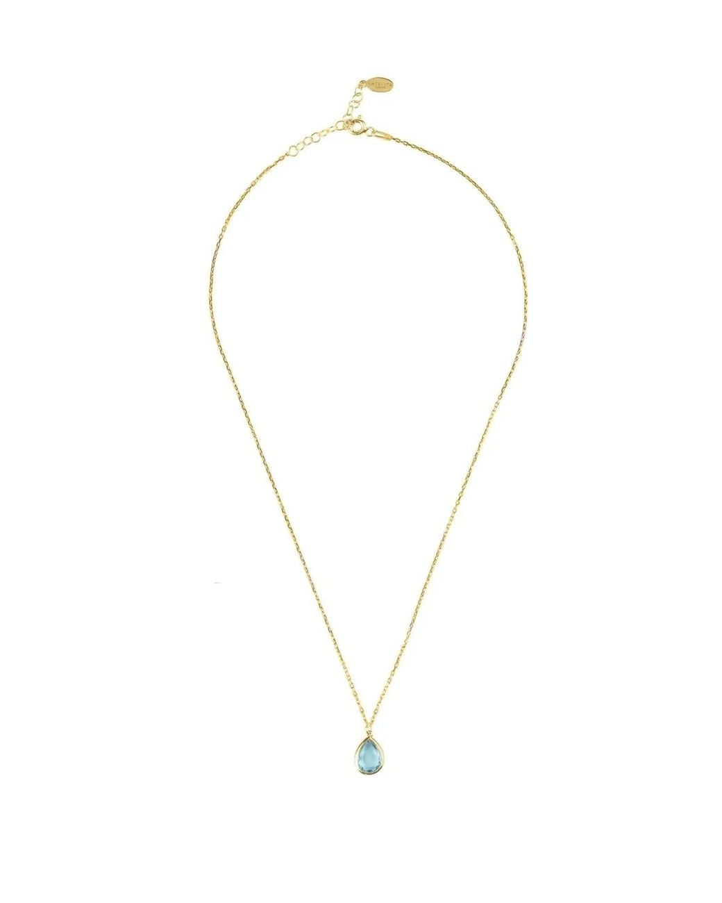 Latelita London Blue Pisa Mini Teardrop Necklace Topaz