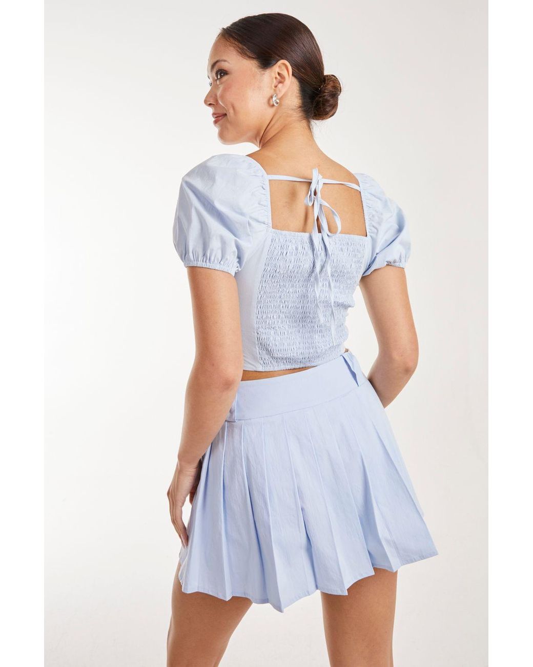 Pink Vanilla Blue Corsage Puff Sleeve Top