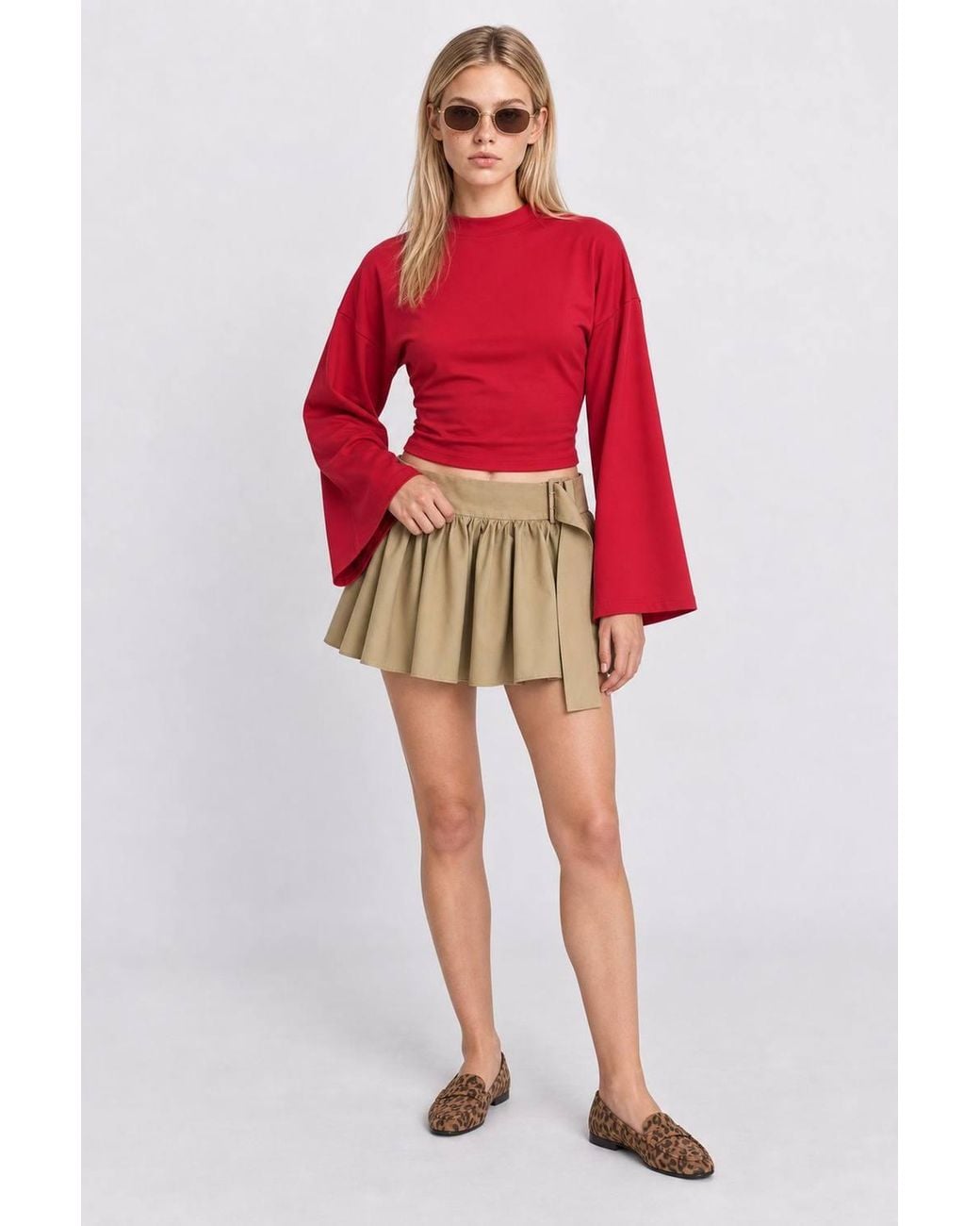 Happiness İstanbul Red Crew Neck Long Sleeve Blouse