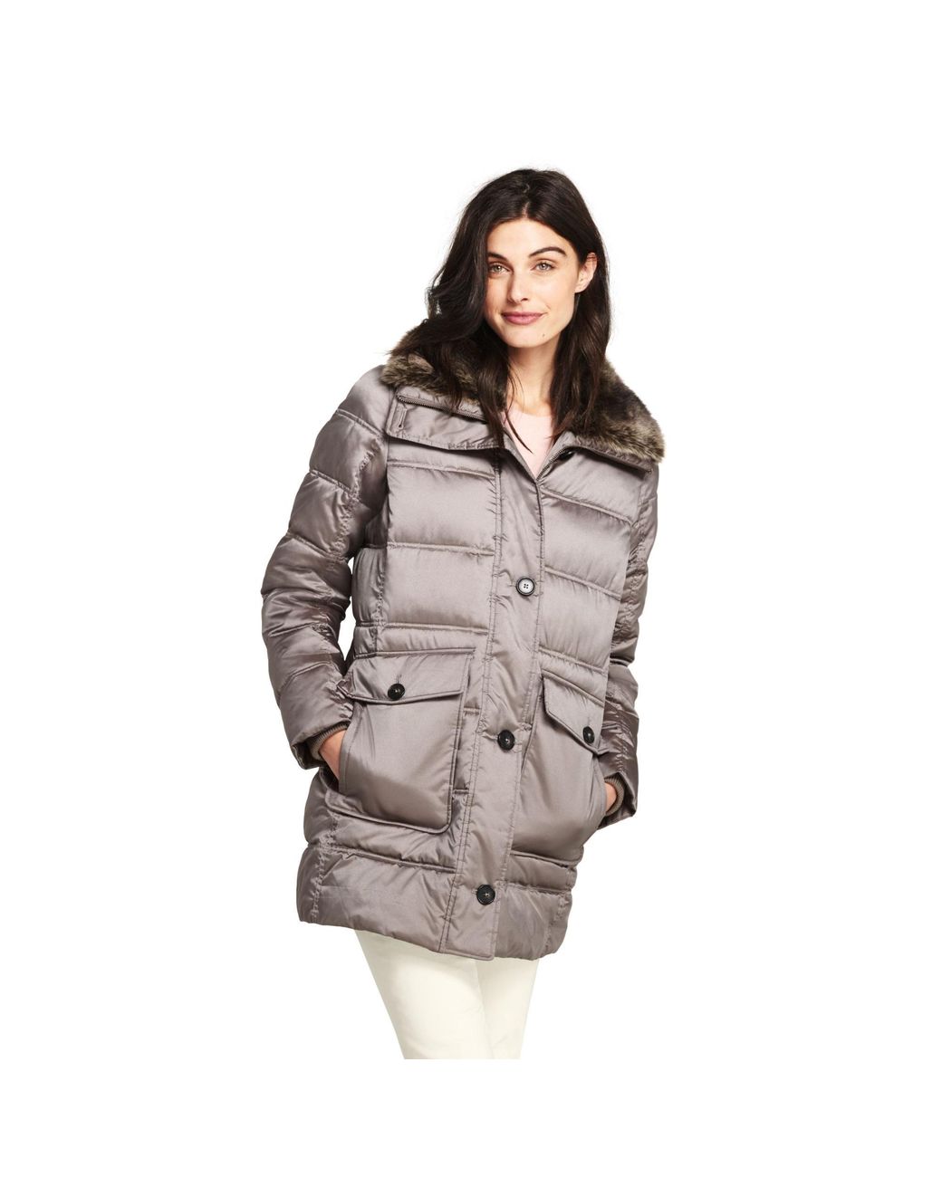 NIP Lands/' End Women/'s Petite Squall Stadium Coat Deep Blue