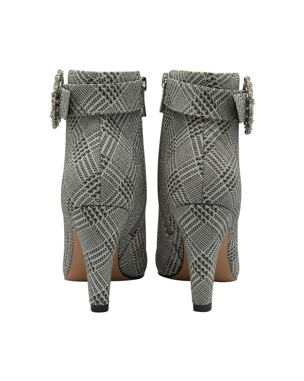 Lotus Gray Check-Print 'Adele' Heeled Ankle Boots