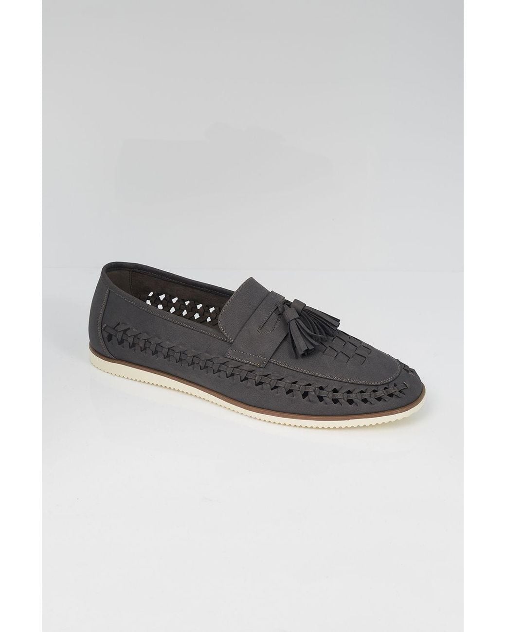 Brave Soul Black Faux Leather Woven Loafers for men