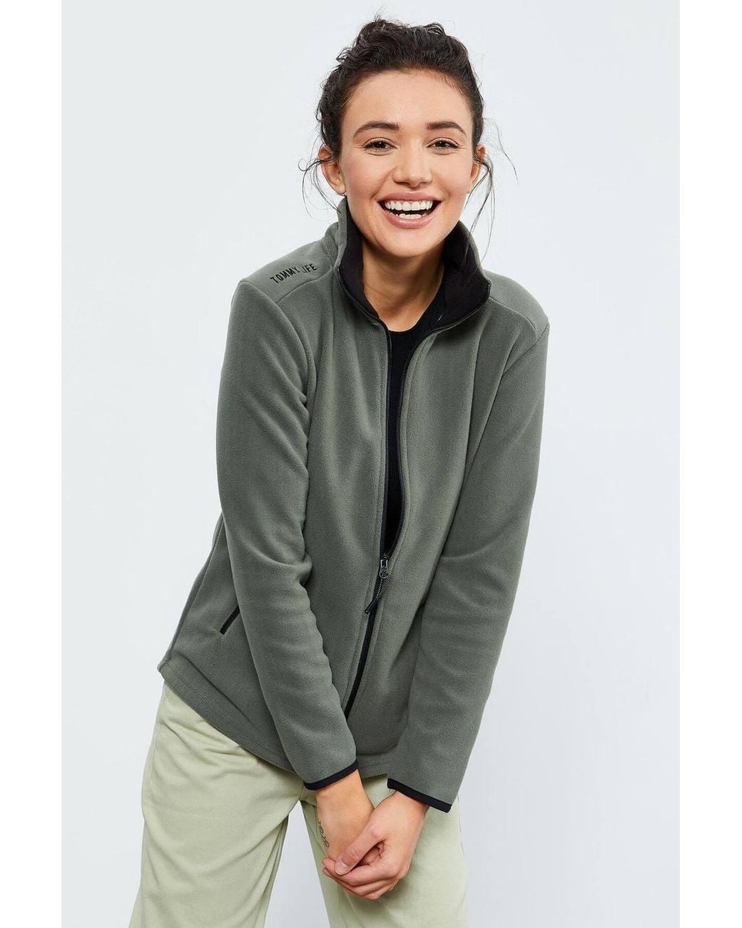 TOMMY LIFE Green Plush Zip-Front Sweatshirt