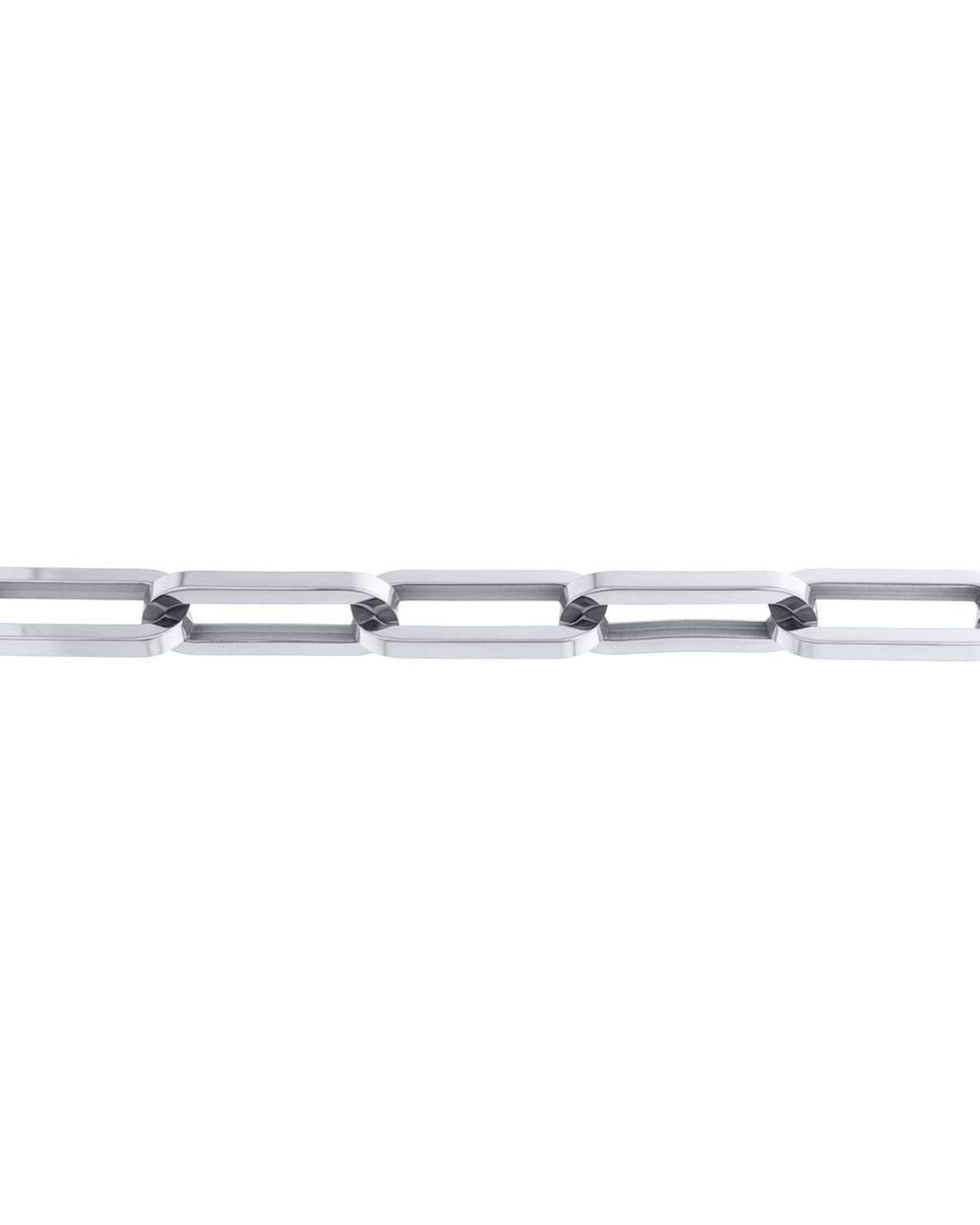 Jewelco London Metallic Steel Elongated Oval Paperclip Form Chain Bracelet 7Mm 8" 20Cm