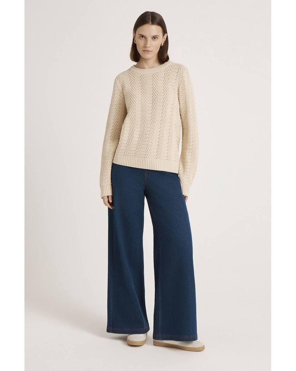 Finery London Natural Nova Round Neck Knitted Jumper