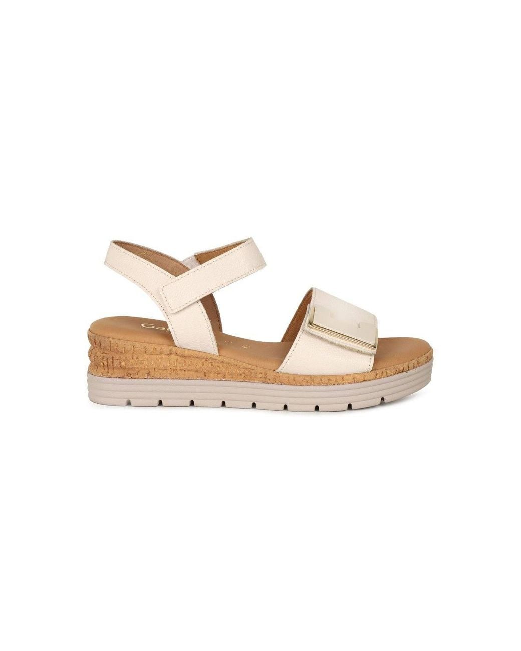 Gabor White 'Shout' Wedge Heel Sandals