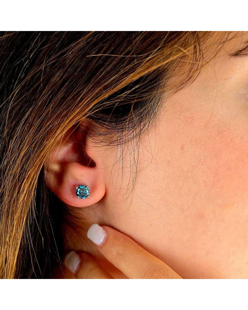 Harfi Blue Sapphire Moissanite Crystal Sterling Earrings