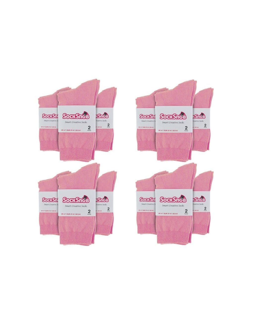 Sock Snob Pink 24 Pairs Plain Cotton Rich Dress Socks