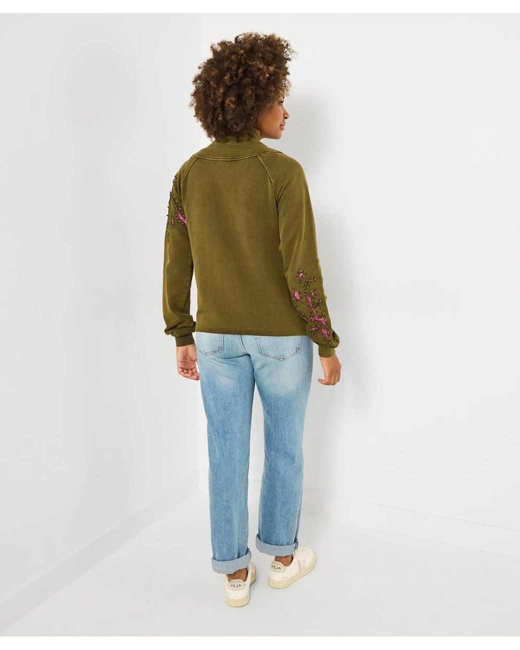 Joe Browns Green Zip Up Funnel Neck Sweater