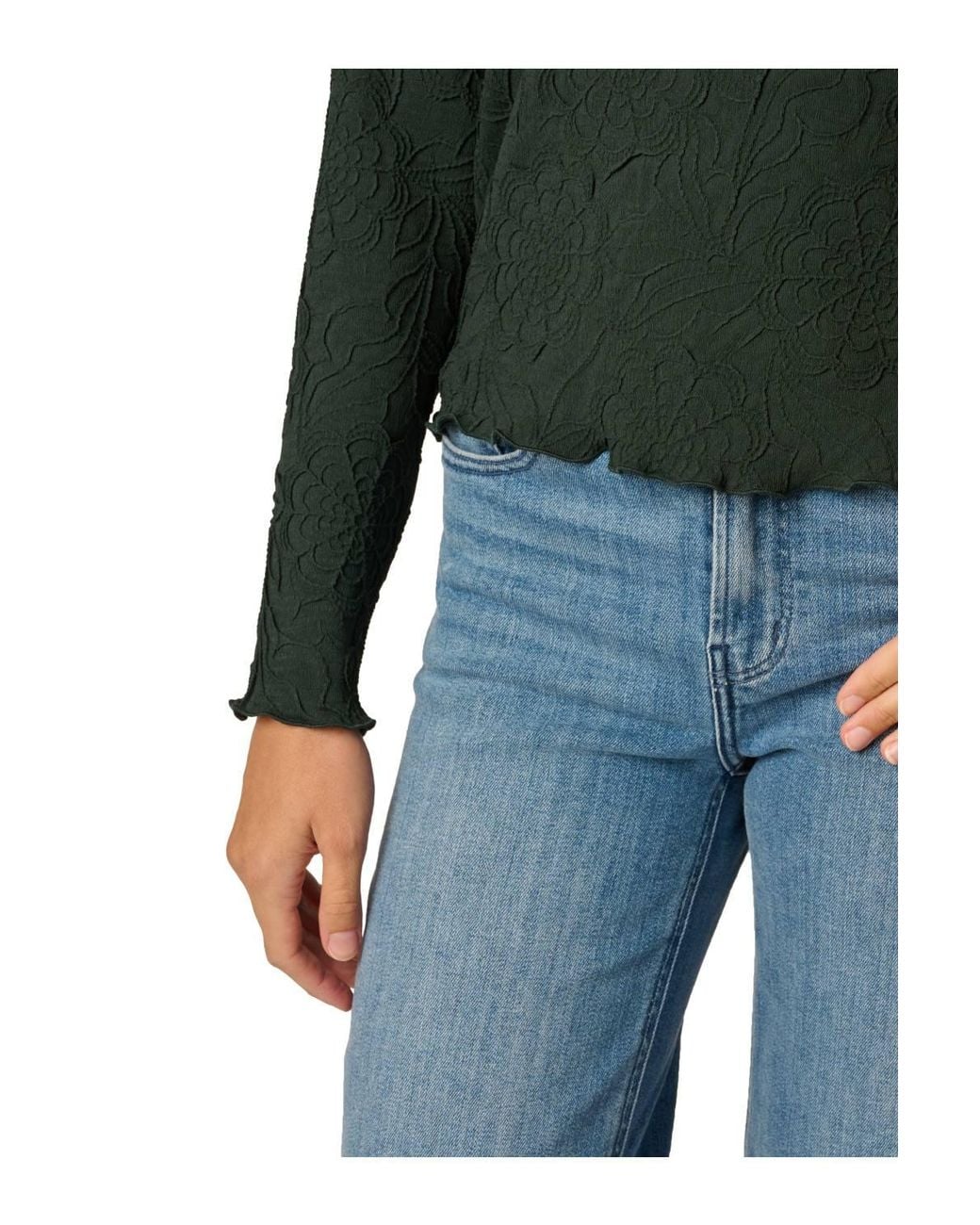 Adrianna Papell Blue Textured Mock Neck Top